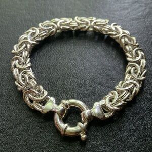 OTC 925 Sterling Silver Byzantine Chain Bracelet - Made in Italy